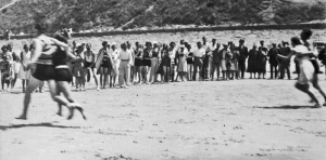 Sports day on the beach for holidaymakers in 1930