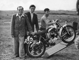 Unloading a bike for motor cycle trials -Evening Post photograph