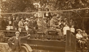 Elsie Jandron on a charabanc with her husband