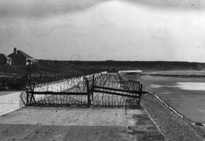 Barbed wire on the sea wall in 1941