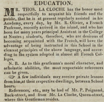 ... he advertised in the Chronique de Jersey in English as well as French