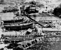 Ships under construction at Gorey, not St Aubin's Bay, as is sometimes suggested for this picture