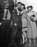 John Philip Le Moignan and Dora Le Brun sending their son Edward off to WW2 from Canada. Edward is saying goodbye to his wife Joyce