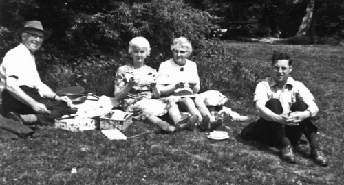 Henry de Bourcier (1896-1975), his wife Lilian May, nee Reynolds (1901-1982) and children Elsie and John on a picnic Henry served during the Great War as a private in the London Regiment. His three brothers also served in other branches of the Armed Services