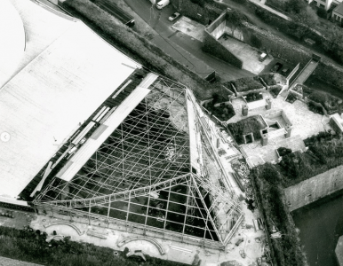 Construction of the Fort roof in 1971