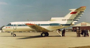 A Russian Yak 40 arrives on a sales tour in 1976