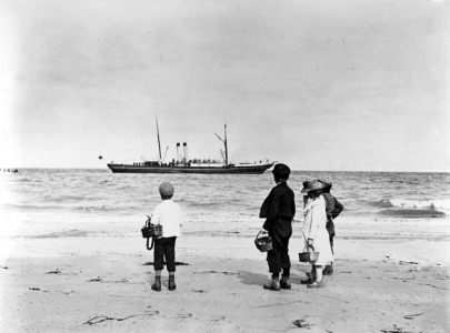 Watching a steamer cross St Aubin's Bay