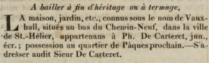This 1824 advert in the Chronique de Jersey indicates that there was a house called Vauxhall, on the corner with New Street (Chemin Neuf), which probably gave its name to the road running from there to David Place
