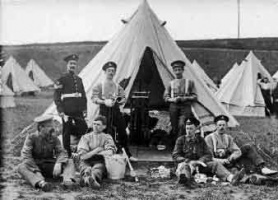 A tent at a 1906 camp at Glacis Field