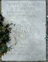 Great War casualty John Francis Michel's grave at Wimereux Communal Cemetery, Pas de Calais
