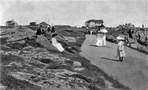 Ladies stroll in the sunshine at Corbiere in the 1900s