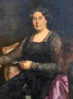 Detail from an oil painting of Florence Rowe