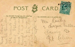 A postcard sent to Mrs Huelin in Lewis Street in 1906