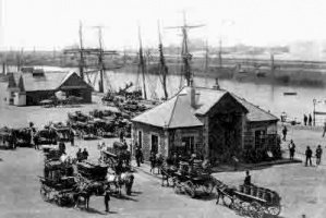 The weighbridge with the top of the New North Quay and the Albert Harbour beyond and the Albert Pier in the background