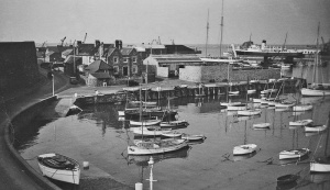 The English Harbour and La Folie Inn in the late 1940s. Southern Railways' Brittany is in the background.