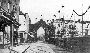 Halkett Place in 1881. The old market has been demolished and the new building would appear soon in the area on the right of the photograph
