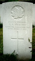 The grave of Great War casualty George Francis Trachy at Loos British Cemetery