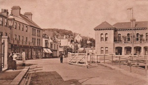 1906 photograph showing the level crossing gate for trains leaving for Corbiere