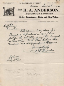 Claim by H A Anderson for £375 for his demolished coastal bungalow