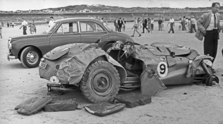 The wreck of the car in which Raymond Alluto was killed in 1956 - Evening Post photograph