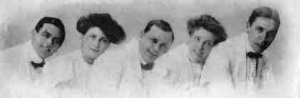 The White Coons in 1903. From the left, Fred Allandale, Evelyn Booth, Ben Lawes, Jessie Jolly and Allan Thomas