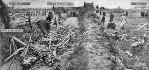 The scene after the 1938 fatal crash on the approaches to Jersey Airport