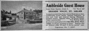 Ambleside Guest House 1964 tourism guide advert