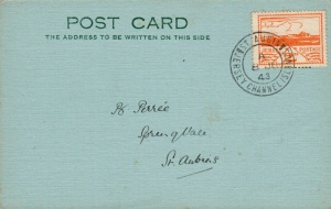 A postcard sent to Mr Perree at St Aubin in 1943, during the German Occupation