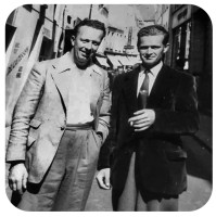 Honore Georgelin, left, and French farm worker Pierre Pirouet