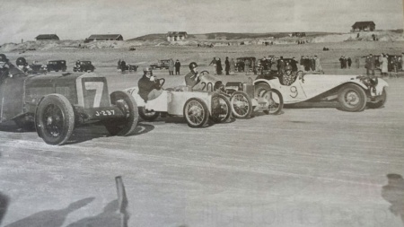On the start line for the first meeting of 1937. This race was won by Pat Oxenden in her Jaguar SS - car No 9 ...