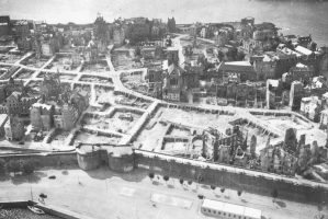 1946 aerial view showing the damage caused by American shelling