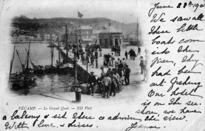 This is a postcard which was sent to him from Fecamp in Normandy when he was a child in 1901
