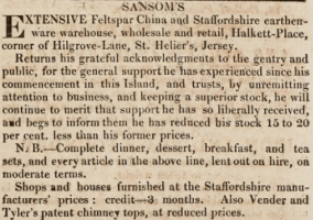 Sansom's dealt in china and earthenware on the corner of Halkett Place and Hilgrove Lane in 1828