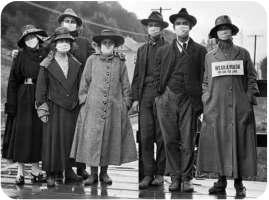 Louisa Georgina Jane Noel (1877-1925) and fellow protesters warning of the need for face masks during the Spanish Flu oubreak in 1918