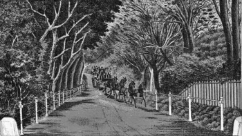 A stagecoach on the road to Rozel