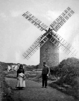 This is supposedly a Jersey windmill, but we have serious doubts because the only Jersey windmill to have straight sides was at Rozel, and this does not look like the correct location. It has now been positively identified as Sark Mill