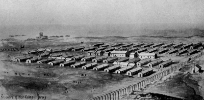 Prussian prisoner Hans Muller's drawing of the camp in 1915