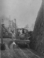A train heads for La Corbiere from St Aubin before the tunnel was built