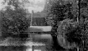 The lake at Rosel Manor with the chapel in the background
