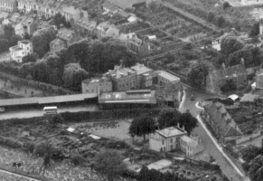 An aerial view of Green Street, running diagonally from the bottom right to the top left