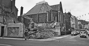 Demolition work on the corner with Burrard Street in 1979