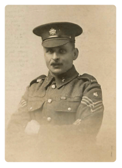 ... Sergeant Frederick Delauney, MM, who emigrated to canada with Claude Reynolds, and became his brother-in-law. He was born in March 1883, the son of Leon Desire Delauney, and also joined the 4th Battalion. He received the Military Medal for his bravery in June 1916 during an attack near Ypres. After all the officers had become casualties, he rallied the men and succeeded in retaking trenches which had been lost earlier in the day.