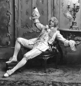 Hicks on stage as Cardinal Richelieu