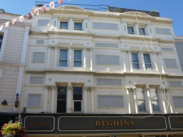 Always ahead of his time, Abraham clearly foresaw the future in moving from Broad Street, then undeniable to town's most fashionable shopping street, to Rue de Derriere, and although the eye-catching King Street facade of Beghins opposite (no apostrophe, either, for this long-time family business), this would originally have been the back door, with the business trading from Broad Street