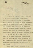 The letter written to the Bailiff by Lady Trent offering her land for a public park