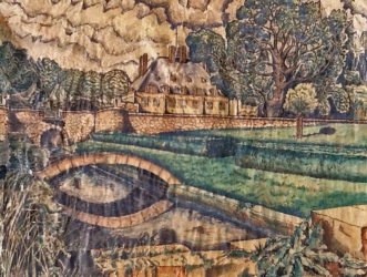 A painting of the manor by a German soldier during the Occupation