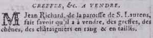 Jean Richard, of St Lawrence, advertised grafted oaks and chestnuts in Gazette de l'Ile de Jersey in 1798