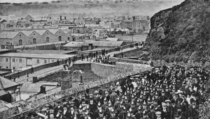 Militia return to Fort Regent, probably from a church parade