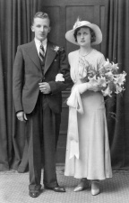 A wedding couple in the 1920s