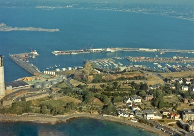 South Hill with La Collette in the foreground, yet to be reclaimed, and the Harbour behind